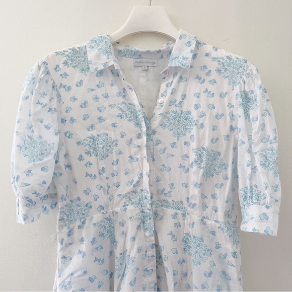 India Amory Julia Amory Dress Blue & White Sz L - Picture 8 of 9